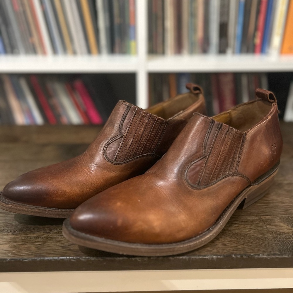 Frye Brown Heeled Boots with Western Style